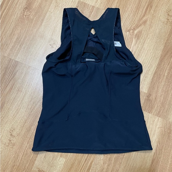Nike Fit Dry Tank Top Built In Shelf Bra Navy Blue Purple Ruffle Women’s M - Picture 2 of 11